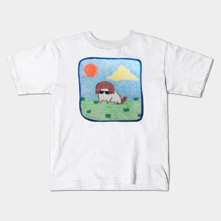 Doge sunglasses, Character dog, Pencil color drawing Kids T-Shirt